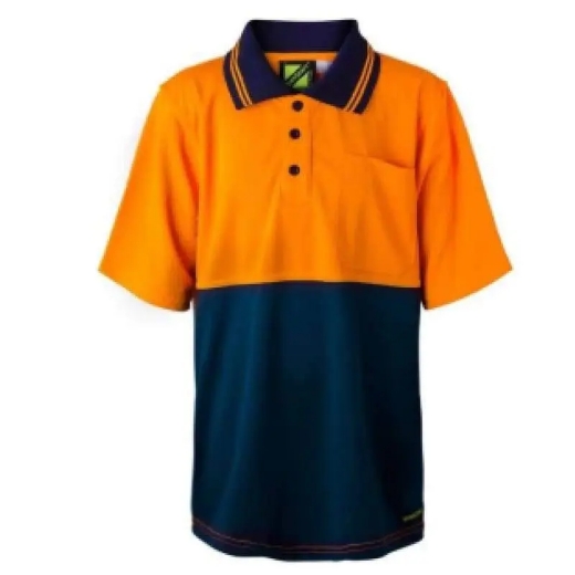 Picture of WorkCraft, Childrens, Polo, Short Sleeve, Pocket, Two Tone Micromesh